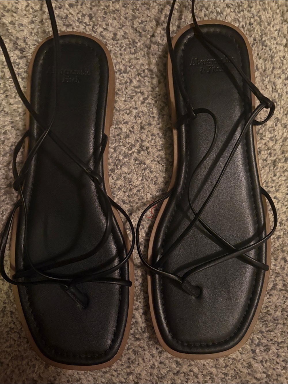 Abercrombie & Fitch Black Lace-Up Square-Toe Sandals - Picture 3 of 3